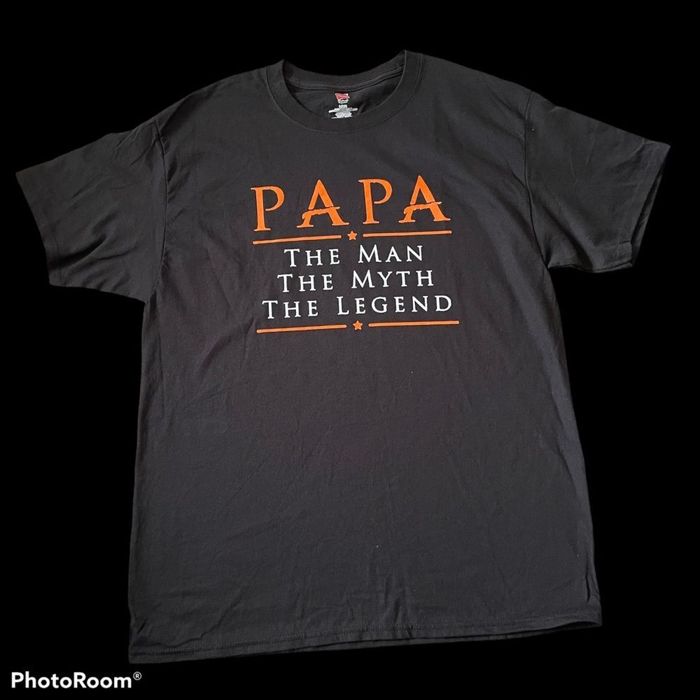 Papa the Man, The Mtyh, The Legend Graphic T-Shirt Men's Size Large Black